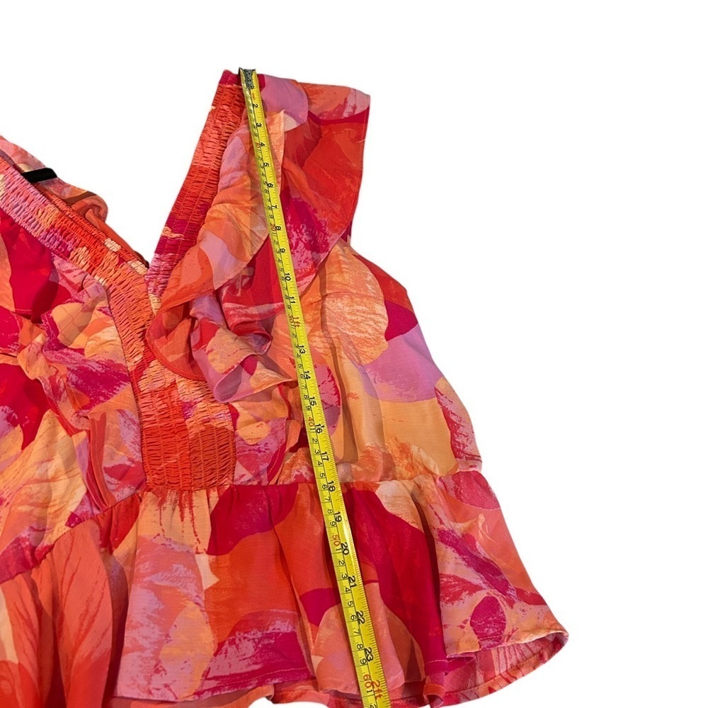 SOFIA XL floral V neck smocked frame ruffle top - Picture 8 of 10